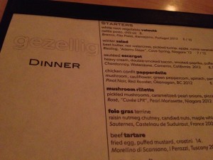 Gezellig Menu